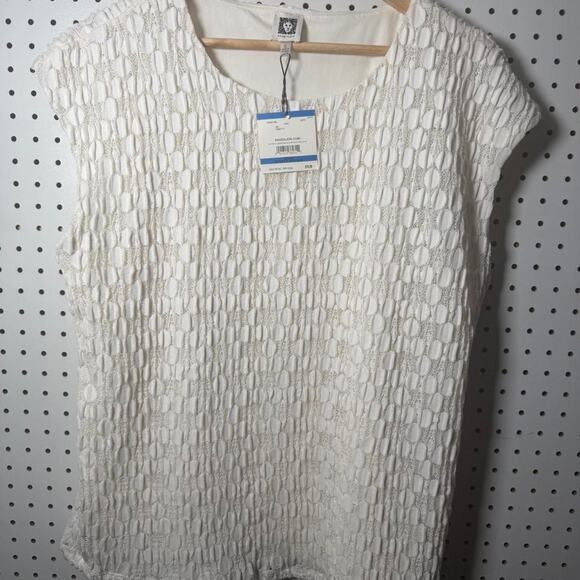Anne Klein Tops - New Anne Klein Blouse Womens XL White Sleeveless Textured Lined Stretch